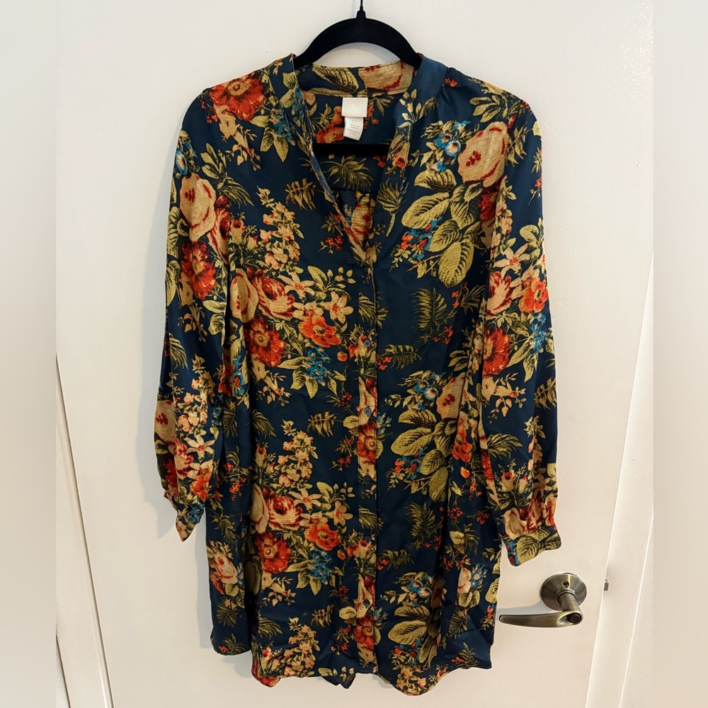 H&M floral print shirt dress